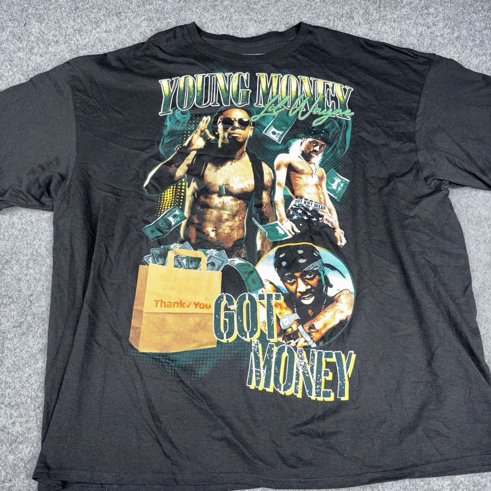 Lil Wayne Young Money Got Money Graphic T‎ Shirt Mens 2XL Black Rap Hip Hop Tee